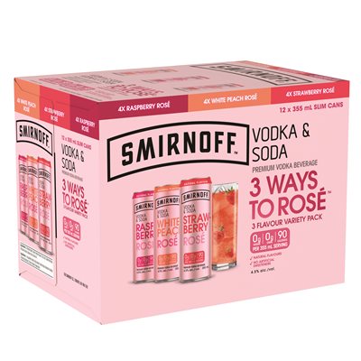 Smirnoff Vodka & Soda Rose Variety Pack 12 C